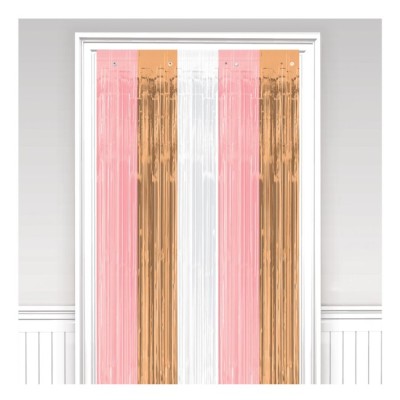 CORTINA METALIZADA ROSA Y ROSA ORO