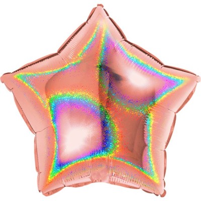 GLOBO ESTRELLA ORO ROSA BRILLANTE 46 CM