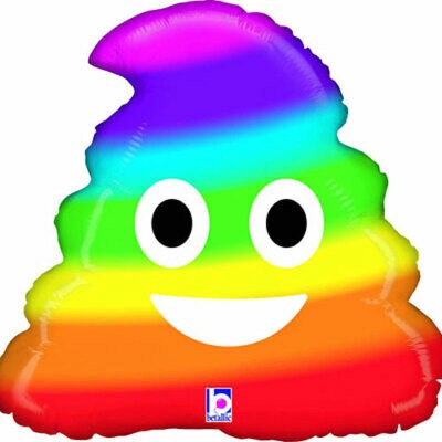 GLOBO FOIL EMOTICONO CACA ARCOIRIS 51 CM