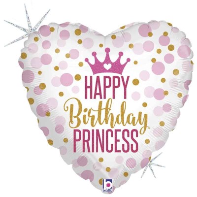 GLOBO CORAZON HAPPY BDAY PRINCESS 18''