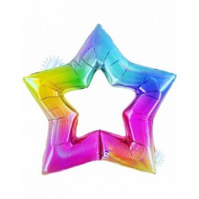 GLOBO FOIL ESTRELLA BORDE ARCOIRIS 122 CM