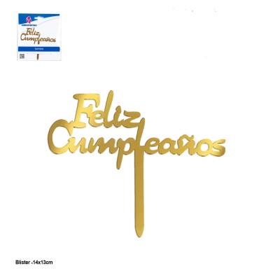 TOPPER FELIZ CUMPLE ORO