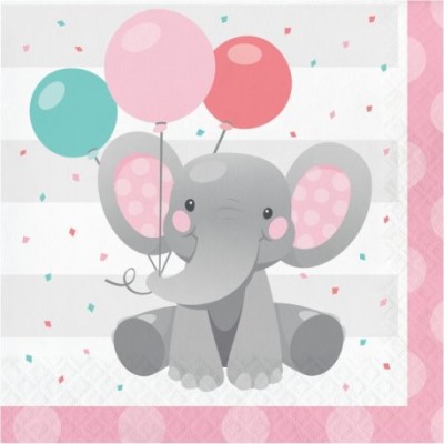 SERVILLETAS ELEFANTE CON GLOBOS 16 UND