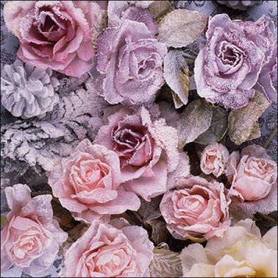 SERVILLETAS ROSAS DE INVIERNO 33 CM