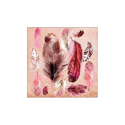 SERVILLETAS PLUMAS ROSAS 33 CM