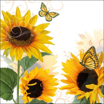 SERVILLETAS GIRASOLES Y MARIPOSAS 33 CM