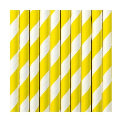 PAJITA CARTON LINEAS AMARILLO 10 UND