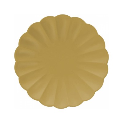 8 PLATOS CARTON FORMA FLOR 20 CM ORO