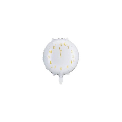 GLOBO FOIL RELOJ, 45 CM, BLANCO