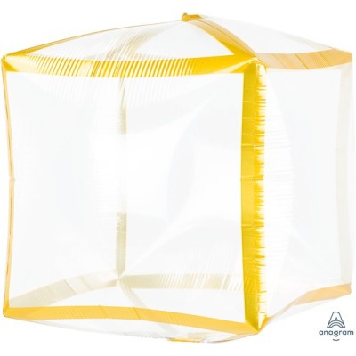 GLOBO CUBO TRANSPARENTE FILO ORO 43 CM