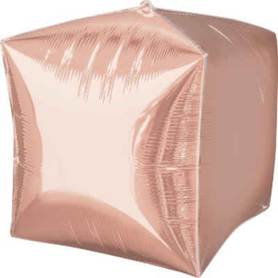 GLOBO CUBO ROSA ORO 38 CM