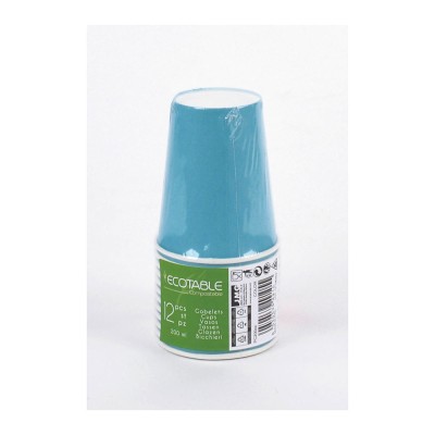VASOS CARTON COMPOSTABLE AZUL 12 UND