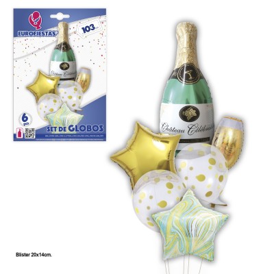 BOUQUET GLOBOS BOTELLA CAVA 6 UND