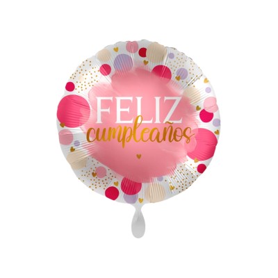 GLOBO FOIL FELIZ CUMPLEAÑOS ROSA 18'