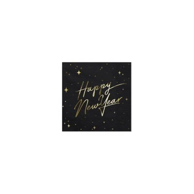 SERVILLETAS HAPPY NEW YEAR NEGRA 33 CM