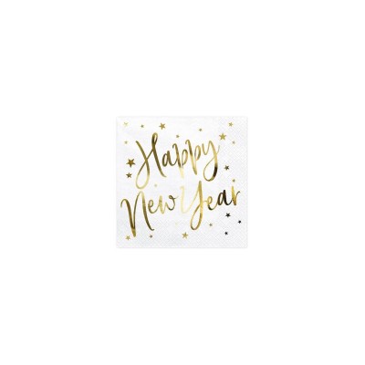 SERVILLETAS HAPPY NEW YEAR BLANCO 33 CM