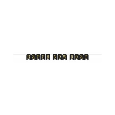 BANNER HAPPY NEW YEAR NEGRO Y ORO