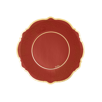 PLATOS ROJO & ORO 27 CM 8 UND