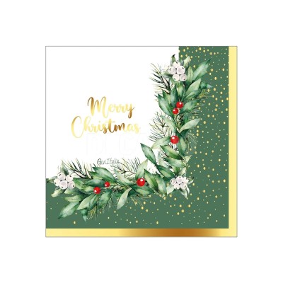 SERVILLETAS XMAS GARLAND 33 CM 16 UND