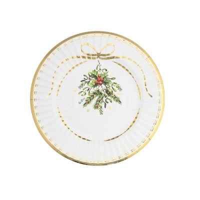 BAJOPLATOS MERRY GOLD XMAS 33 CM 6 UND
