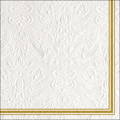 SERVILLETAS BLANCAS FILO ORO 33 CM 20 UND