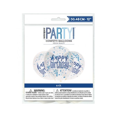 GLOBOS LATEX CONFETTI AZUL 6 UND