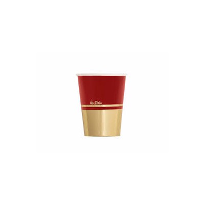 VASOS CARTON ROJO Y ORO 8 UND 250 CC