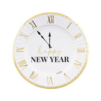 PLATOS RELOJ HAPPY NEW YEAR 8 UND 23 CM