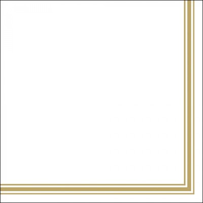 SERVILLETAS BLANCA Y ORO 33 CM 20 UND