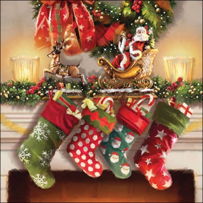 SERVILLETAS CALCETINES DE NAVIDAD 20 UND
