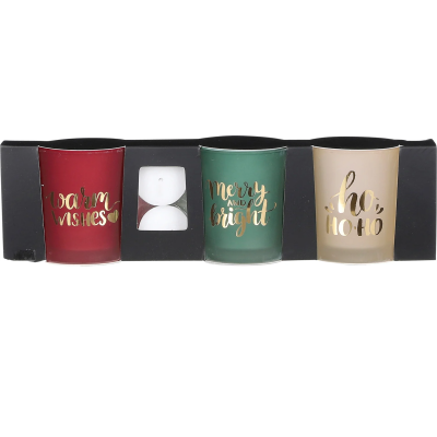 SET 3 PORTAVELAS NAVIDAD 8 CM