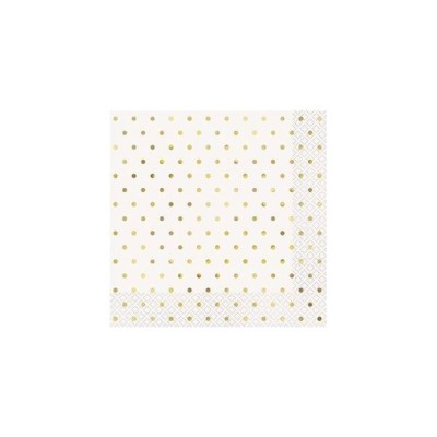 SERVILLETAS BLANCAS TOPOS ORO 16 UND