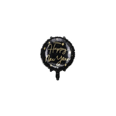 GLOBO FOIL HAPPY NEW YEAR, 45 CM, NEGRO