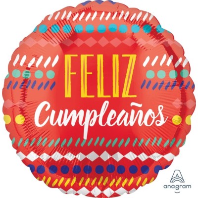GLOBO FOIL FELIZ CUMPLE ROJO 18'