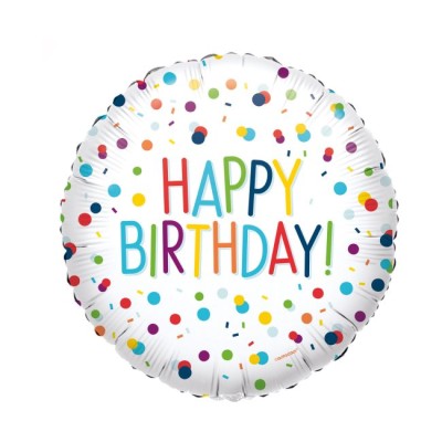 GLOBO FOIL CONFETTI HAPPY BDAY 18'