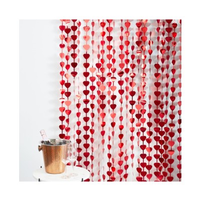 CORTINA CORAZONES ROJO 1X2,5M