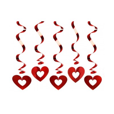 CORAZONES EN FORMA DE REMOLINO, ROJO, 60 CM