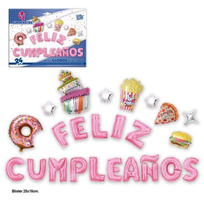 SET GLOBOS FOIL FELIZ CUMPLEAÑOS DELICIOUS
