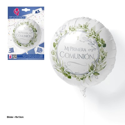 GLOBO FOIL COMUNION HOJAS VERDES 18'