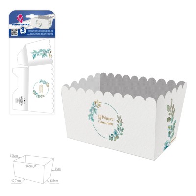 CAJA PALOMITA RECT. ORO HOJAS 3 UND