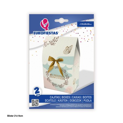CAJITA SOLAPA Y LAZO COMUNION BEIGE Y ORO 2 UND