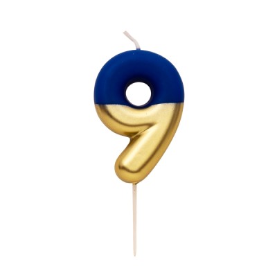 VELA AZUL/ ORO METAL 10.5CM N.9
