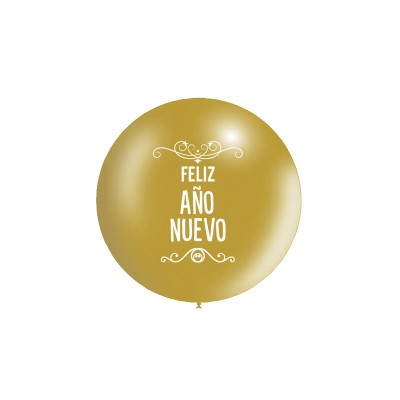 GLOBO LATEX FELIZ AÑO NUEVO ORO 2 FT 1 UND