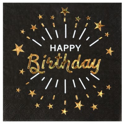 SERVILLETAS NEGRAS HAPPY BITHDAY 10 UND