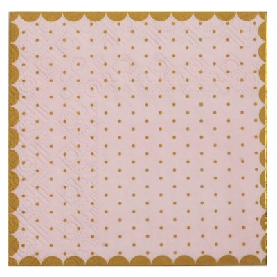 SERVILLETAS ROSA TOPOS ORO 20 UND