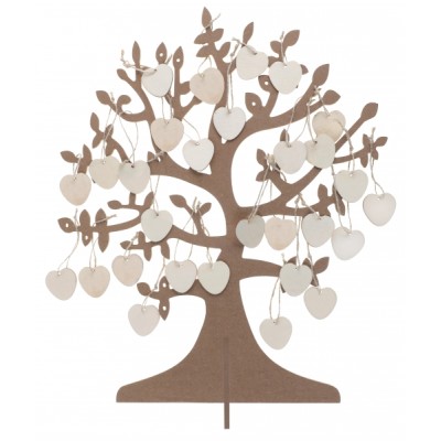 ARBOL MADERA DESEOS + 50 CORAZONES MADERA