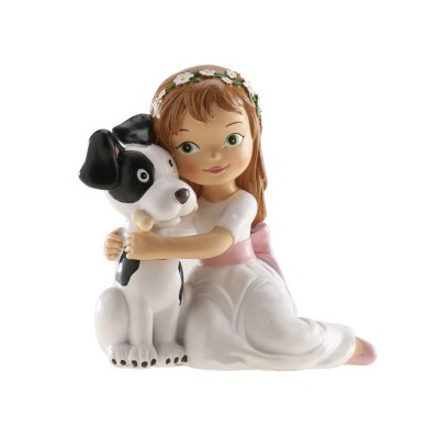 NIÑA COMUNIÓN SENTADA CON PERRO 11,5CM