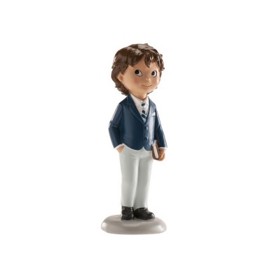 FIGURA TARTA COMUNIÓN NIÑO TRAJE AZUL PEDRO 13 CM