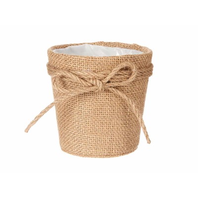 MACETERO TELA CON LAZO 10 CM MARRON