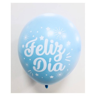 GLOBO LATEX ¨FELIZ DIA¨ CELESTE 12 UND